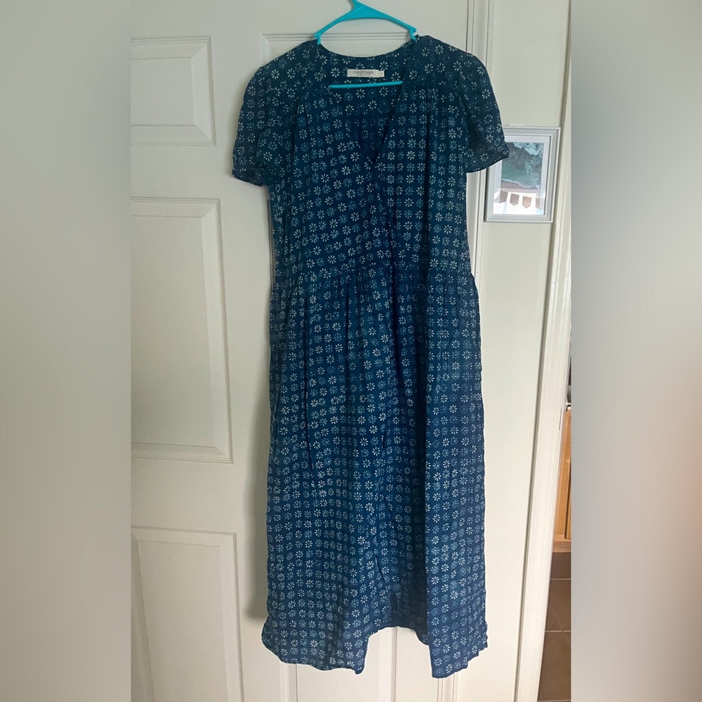 Size L Christy Dawn the Dawn Dress in Indigo Daisy Field